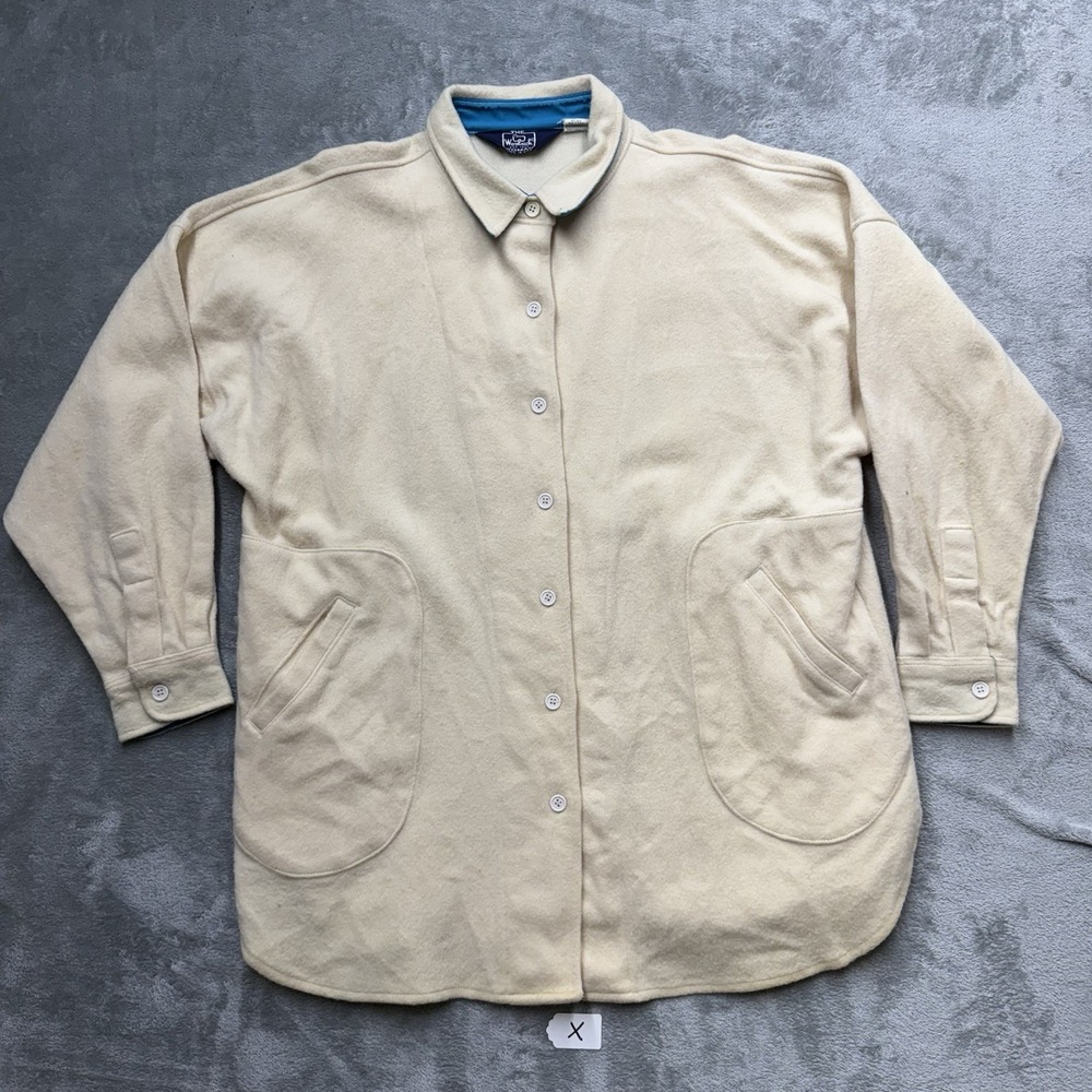 Vintage Woolrich Wool Long Coat Cream Ladies Size XL
